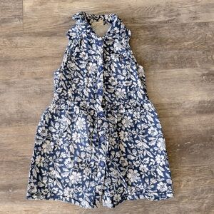 Mini Biden Floral Blue and White Sleeveless Dress - Size 2-3Y